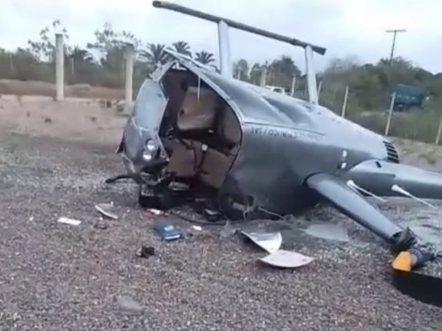Helicptero com quatro pessoas cai em Carava; todos sobrevivem, veja vdeo