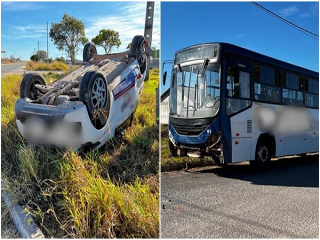 Coliso seguida de capotamento envolvendo carro e nibus deixa feridos em LEM-BA