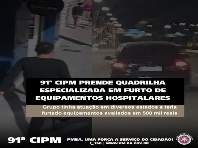 Operao Conjunta da 91 CIPM/Capim Grosso, CIPE-Caatinga, 73 CIPM/Juazeiro e Polcia Civil de Pernambuco resulta na priso de grupo especializado em furtos de equipamentos de laboratrio