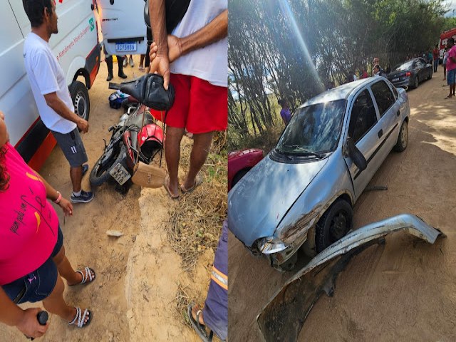 Motociclista sofre fratura de perna ao colidir com carro na estrada do Barro Branco em Jacobina