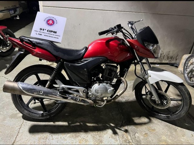 91 CIPM RECUPERA MOTOCICLETA ROUBADA EM MENOS DE 24H E PRENDE SUSPEITO EM FLAGRANTE