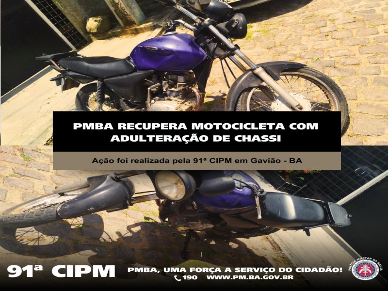 HOMEM  CONDUZIDO A DELEGACIA EM GAVIO-BA POR MOTOCICLETA COM CHASSI ADULTERADO