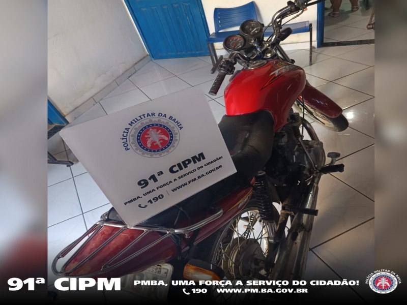 POLCIA MILITAR RECUPERA MOTOCICLETA FURTADA EM VRZEA DO POO