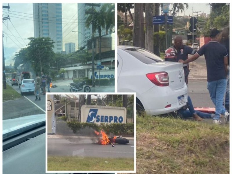 Salvador: Motociclista colide com carro na Avenida Paralela