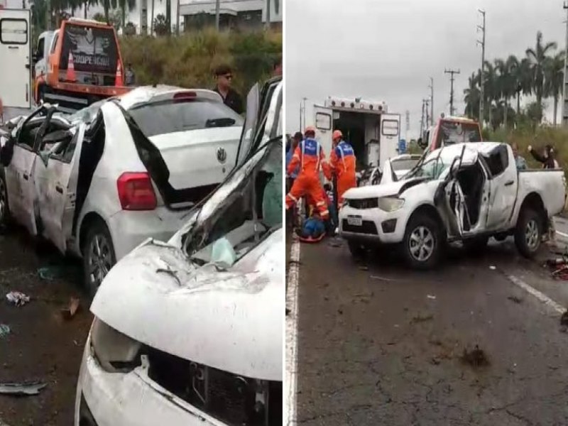 Coliso entre dois carros destri veculos na BR-324