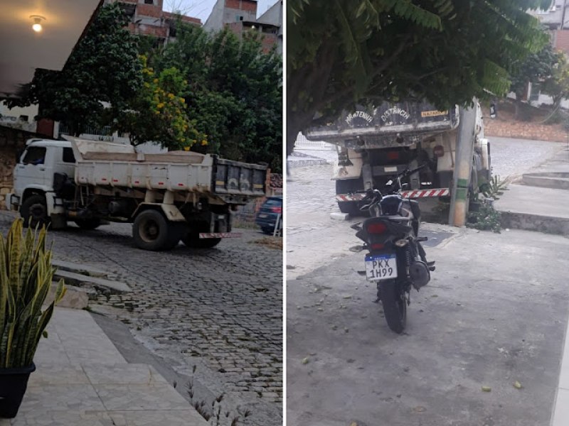 Condutor de caamba colide com poste da rede eltrica no Loteamento Paulo de Tarso em Jacobina