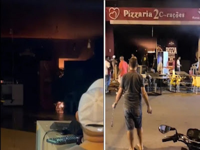 Pizzaria  consumida pelo fogo na cidade de Cansano