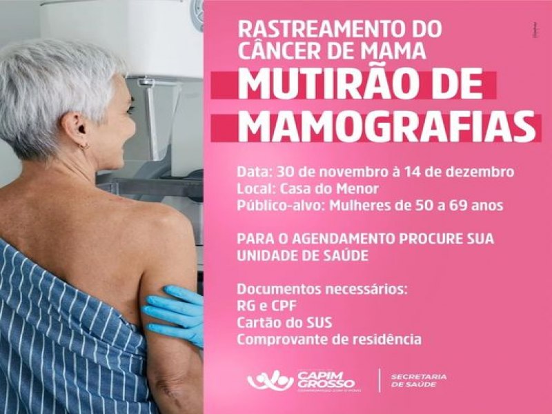 Multiro de mamografia acontecer em Capim Grosso