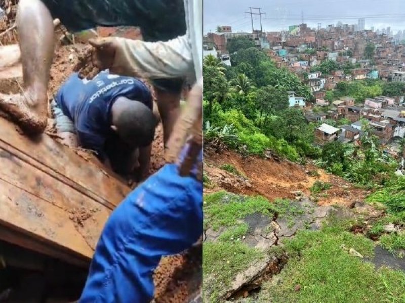 Salvador: Homem morre em deslizamento de terra em Saramandaia; menino de 6 anos  resgatado com vida