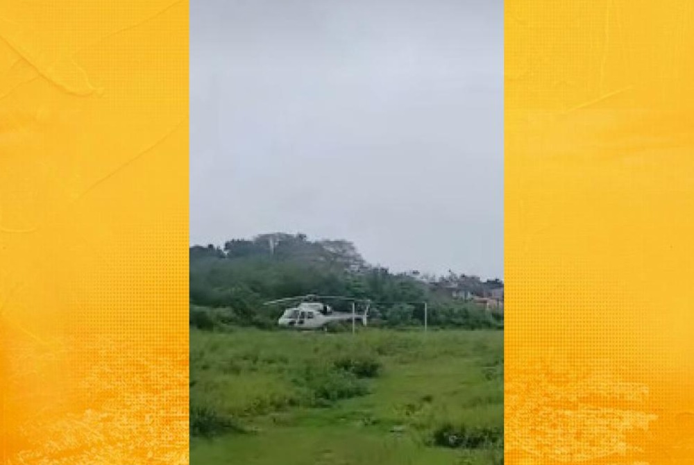 Helic�ptero faz pouso de emerg�ncia e assusta moradores em Santo Amaro