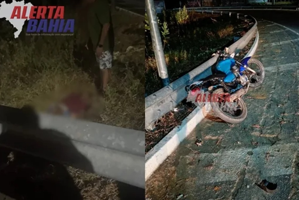 Motociclista sofre fraturas ap�s grave acidente em rotat�ria da Ponte Guimar�es Rosa em Carinhanha
