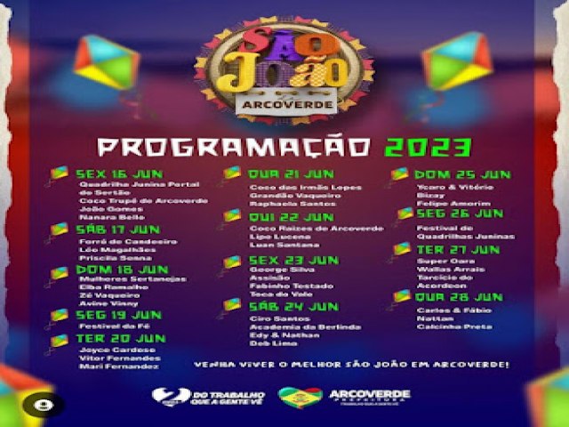 Confira a programao do So Joo 2023 de Arcoverde