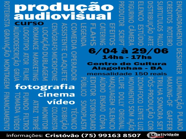 Curso de edio de vdeo e produo audiovisual ser realizado em Alagoinhas