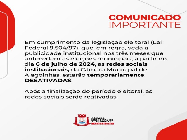 Cmara Municipal de Vereadores de Alagoinhas emite comunicado importante 