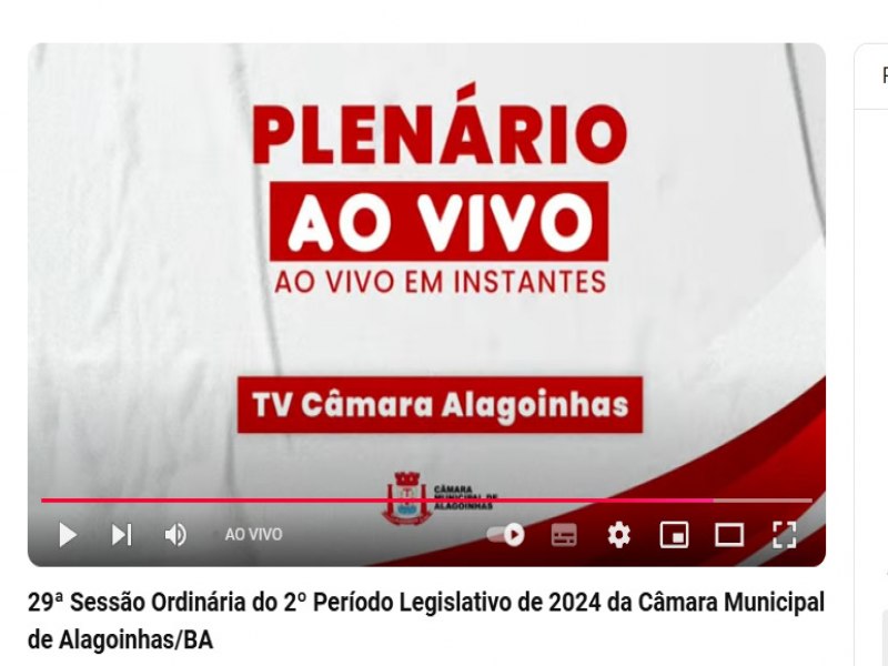 Assista a transmisso da sesso da Cmara Municipal de Alagoinhas ao vivo 