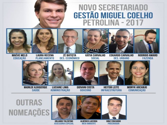 Confira os nomes do secretariado do prefeito eleito de Petrolina, Miguel Coelho