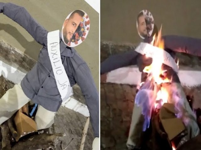 Jacobina (BA): Em protesto, moradores queimam boneco que simboliza prefeito Tiago Dias