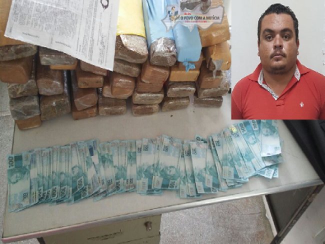 Traficante é preso com mais de 34 kg de maconha e R$ 21.300.00 em cédulas falsas