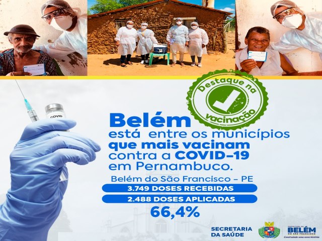 Belém está entre os municípios que mais vacinam contra a COVID-19 em Pernambuco. 