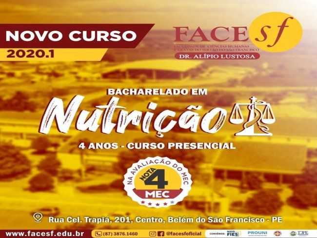 A Facesf oferece novo curso de Bacharelado em Nutrio.