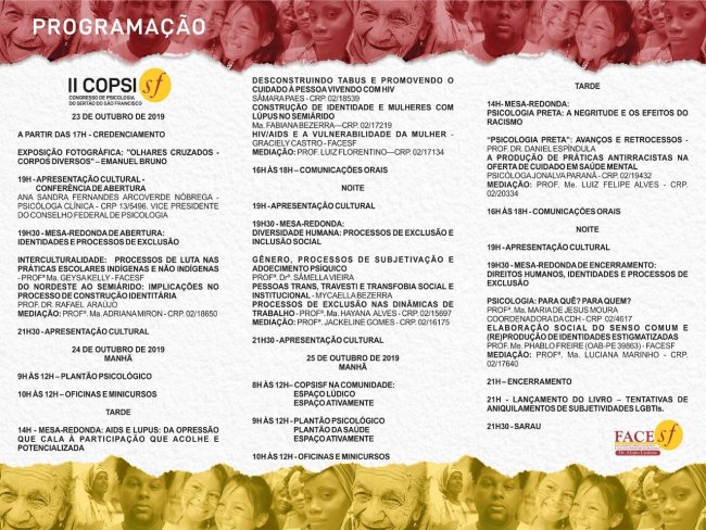 Confira a programao do II COPSI FACESF e inscreva-se atravs do site: www.facesf.edu.br.
