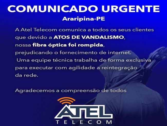 Mensagem da Atel Telecom em Araripina-PE