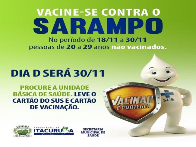 Vai comear a segunda fase da campanha de vacinao contra o sarampo. 💉 Fique ligado na data!