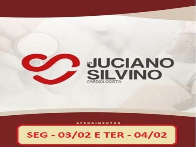 .Ateno Floresta e regio o Mdico Cardiologista Dr Juciano Silvino vai atender em Floresta PE nos dias 03 e 04 de Fevereiro.