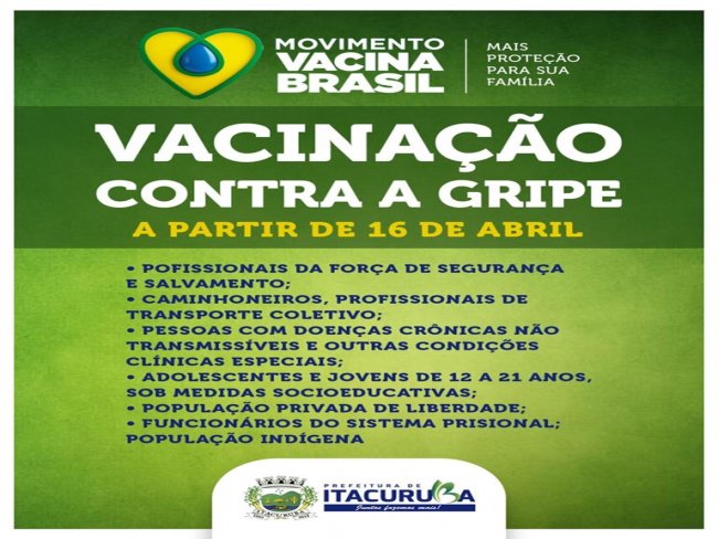 Campanha contra a gripe 2020 Prefeitura de Itacuruba - Juntos Fazemos mais
