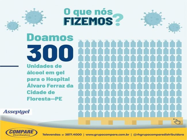 Compare Distribuidora doa 300 garrafas de lcool em gel Asseptgel da Start qumica para o Hospital lvaro Ferraz de Floresta