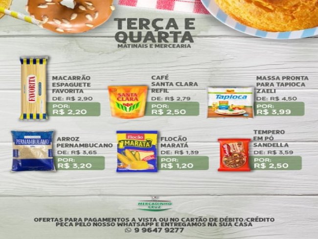 Ofertas todo os dias s no Mercadinho Cruz em Floresta-PE 