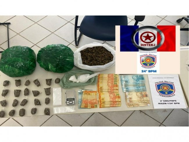 Grupo suspeito de trfico  preso com 2,5 kg de maconha e R$ 2 mil em Santa Cruz do Capibaribe PE