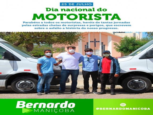Mensagem do Prefeito de Itacuruba Bernardo Manioba ao dia do Motorista