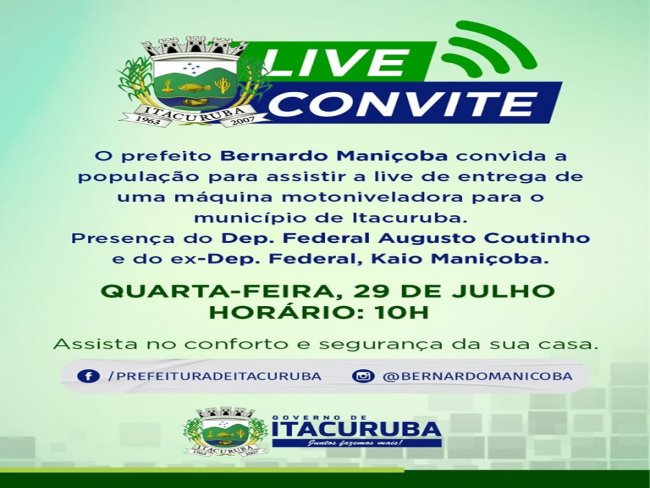 Convite do Prefeito de Itacuruba Bernardo Manioba