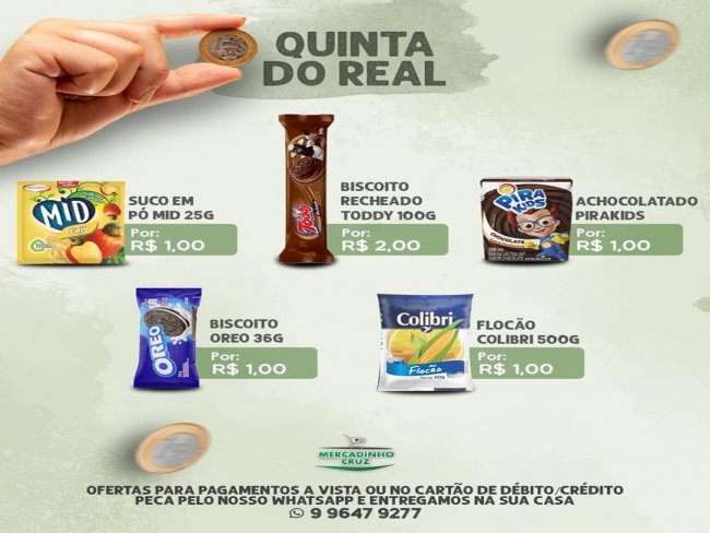 Ofertas todo os dias s no Mercadinho Cruz em Floresta-PE