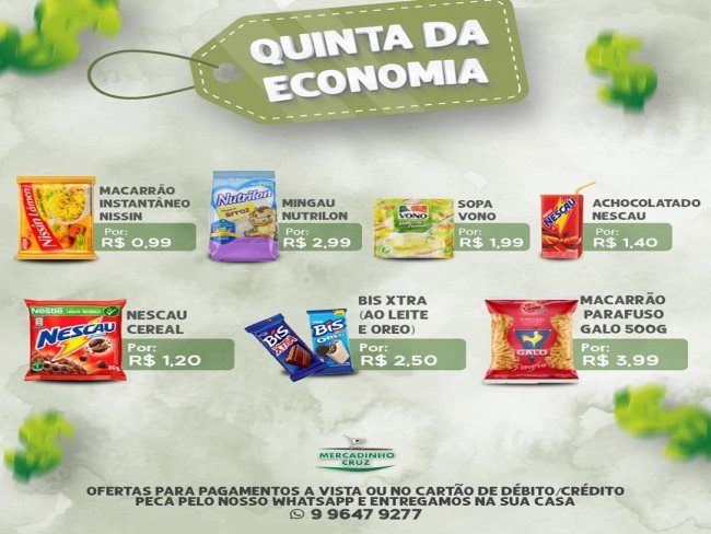 Ofertas todo os dias s no Mercadinho Cruz em Floresta-PE