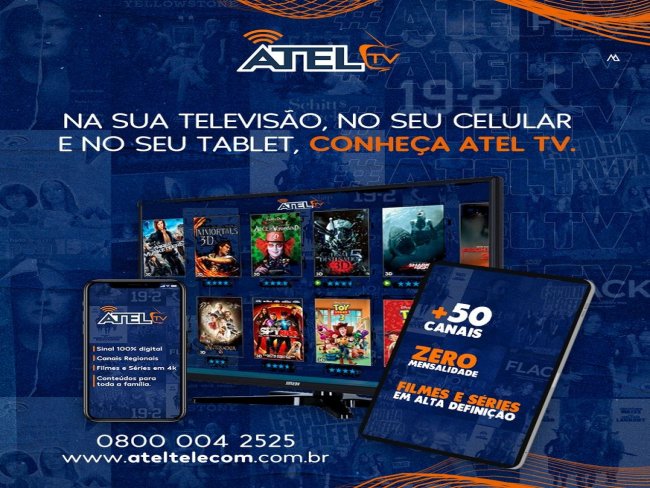 Chegou ATEL TV com mais de 50 canais em alta definio! Um novo jeito de ver TV e sem mensalidade!