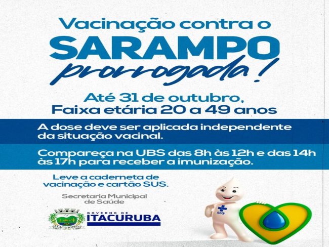 Nota da Prefeitura Municipal de Itacuruba-PE Campanha contra SARAMPO.