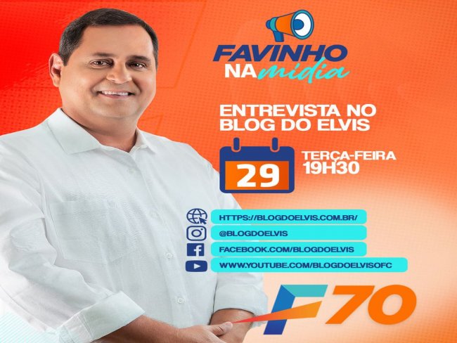 Candidato a prefeito Favinho Ferraz ser o entrevistado dessa tera-feira (29) no Blog do Elvis