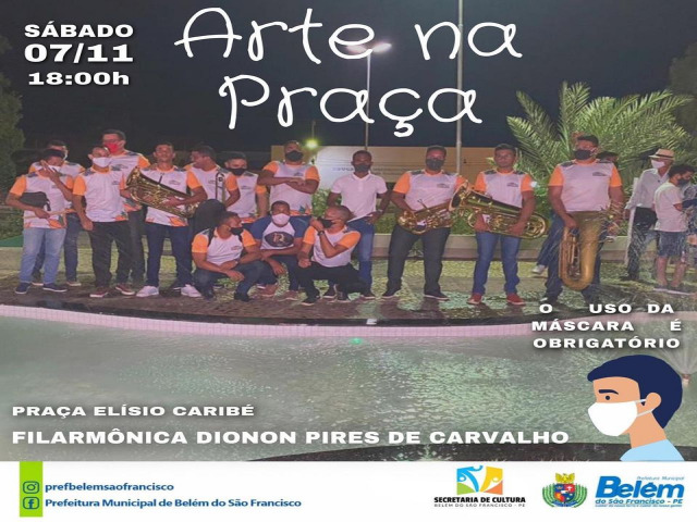 Convite da Prefeitura de Belm- Ensaio aberto da Centenria Filarmnica Dionon Pires de Carvalho na Praa Elisio Carib. 