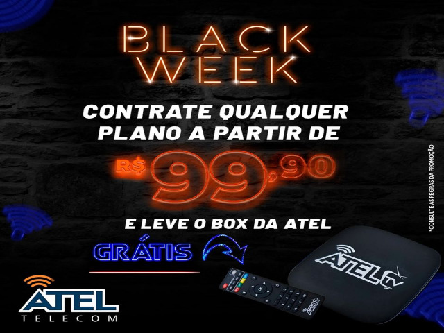 E continuamos com MAIS PROMOES na Atel Telecom!!! Leve o BOX Atel Tv gratuito, contratando nossos planos a partir de 99.90