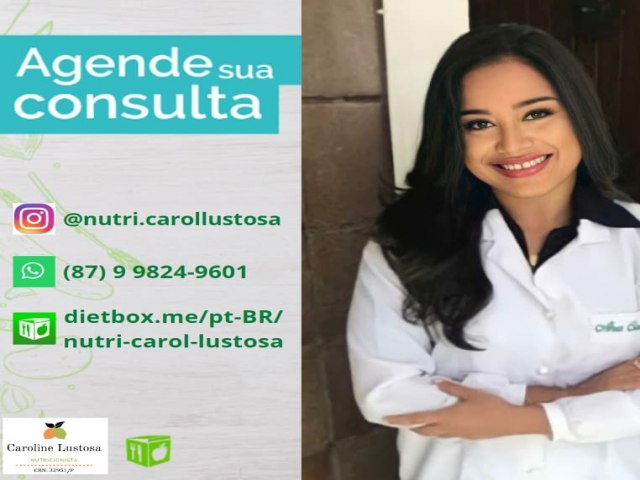 Agende sua consulta com a Dra Caroline Lustosa Nutricionista em Floresta-PE
