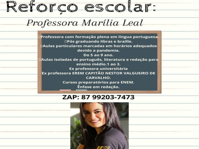 Em Floresta Reforo Escolar Ensina Mais  com a Professora Marlia Leal