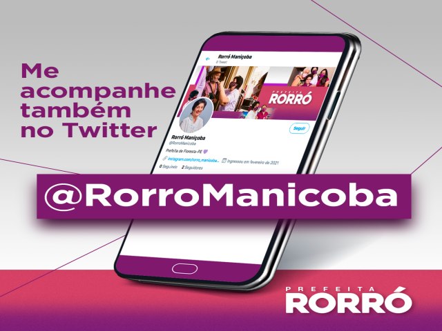 Prefeita Rorr Manioba lana perfil oficial no Twitter