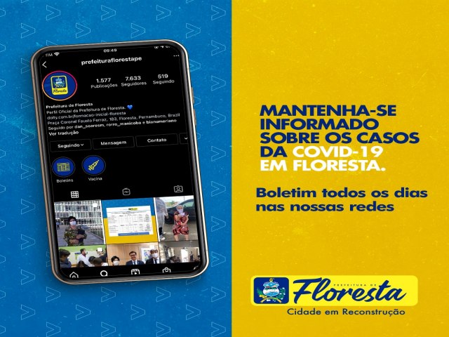 Floresta PE Os boletins dirios com todos os dados atualizados dos casos da COVID-19 na nossa cidade, so postados diariamente nas nossas redes.