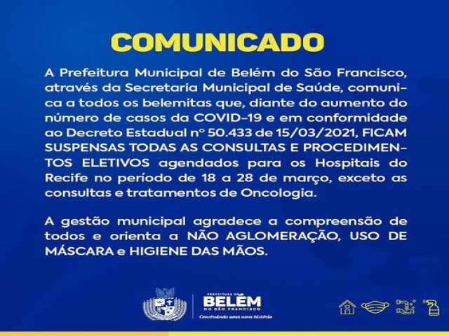 COMUNICADO  Prefeitura Municipal de Belm do So Francisco