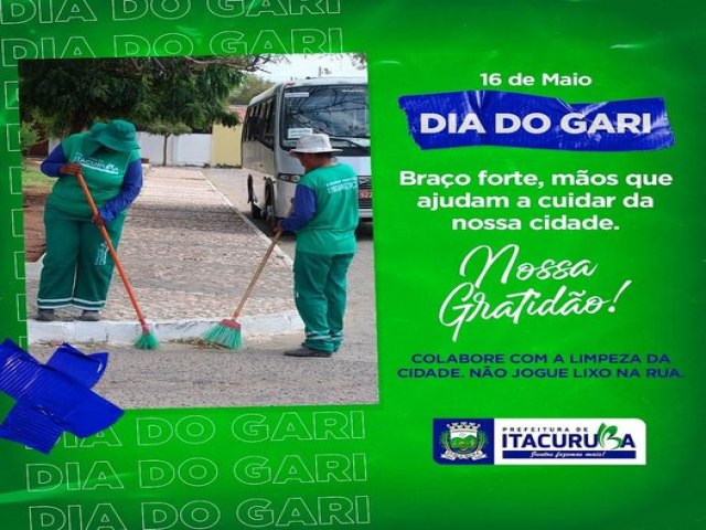 Mensagem da prefeitura de Itacuruba-PE ao DIA DO GARI 