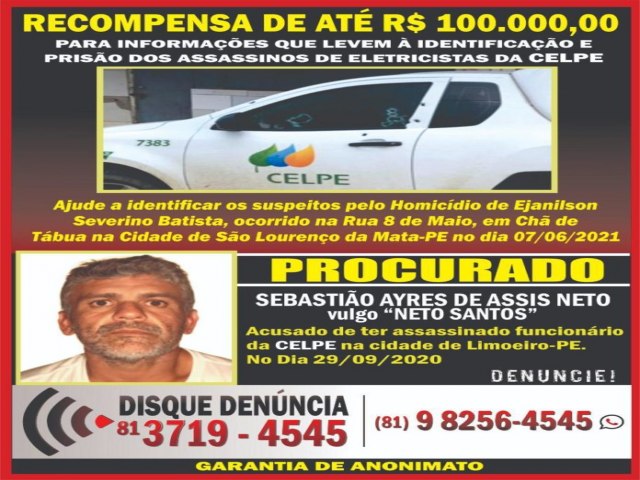Celpe oferece recompensa de at R$ 100 mil por informaes de autores de crimes contra eletricistas