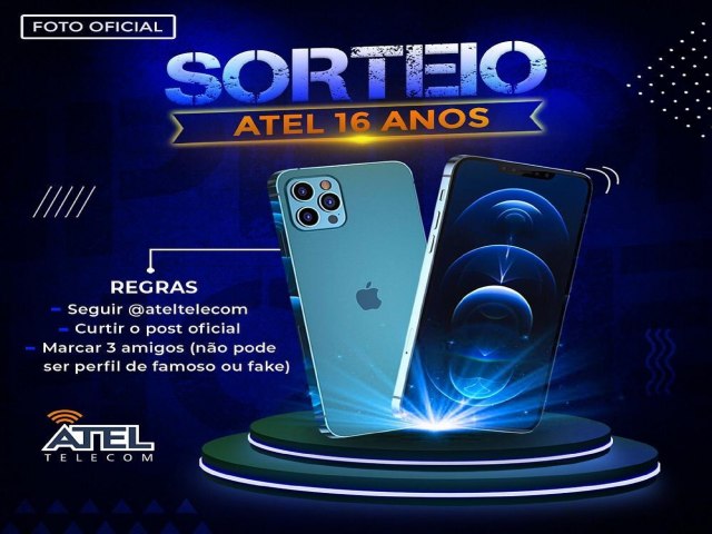 Voc tem at hoje, s 23:59 para seguir as regras do sorteio no Instagram @ateltelecom e concorrer a esse incrvel iPhone 12 PRO.