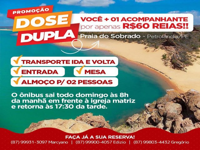 Petrolndia: nibus com conforto e segurana com destino a Praia do Sobrado; todos os domingos com sada s 8 da manh e retorno s 17:30